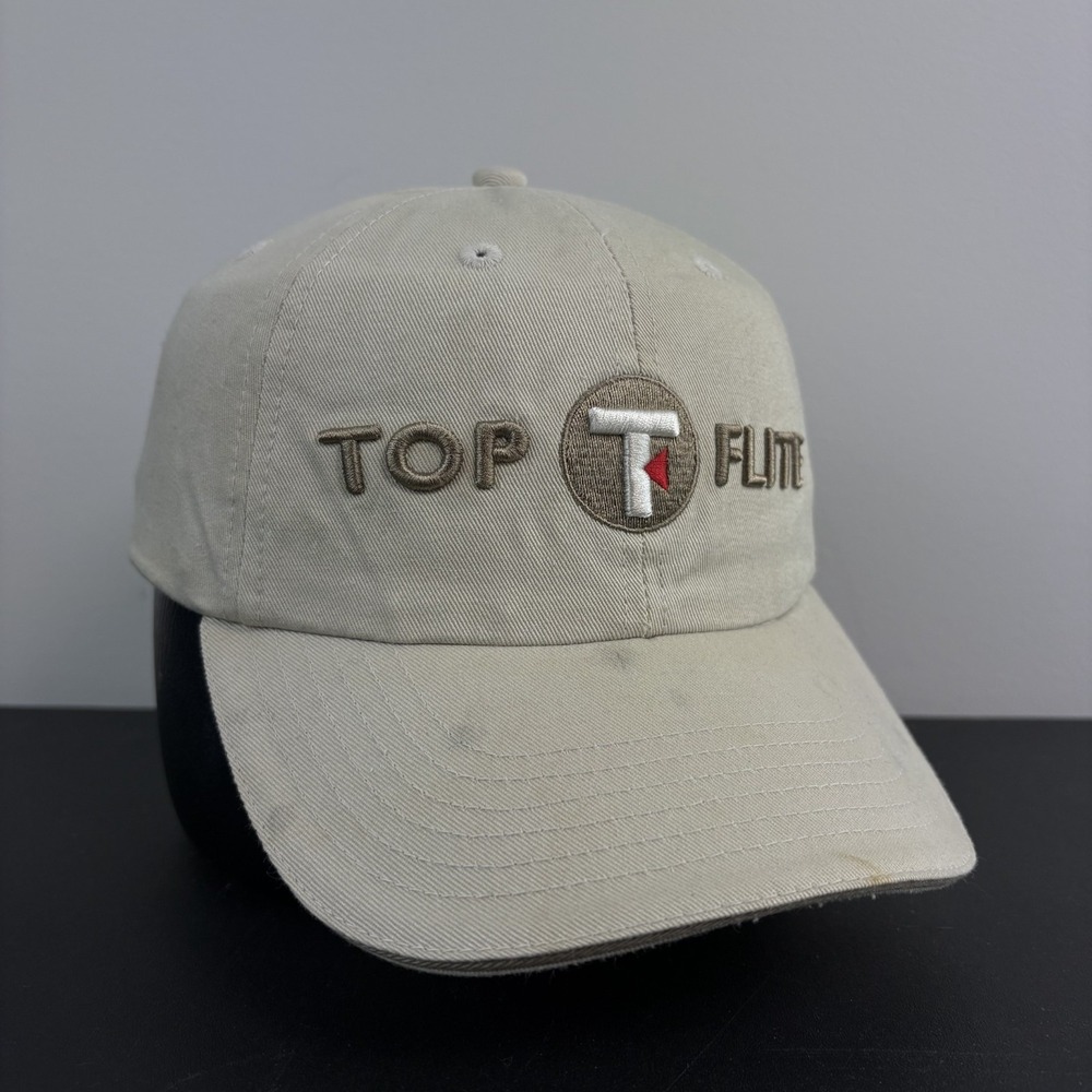 Vintage Y2K Top Flight Golf Dad Hat Course Beige Strata Cap Strapback Adjustable